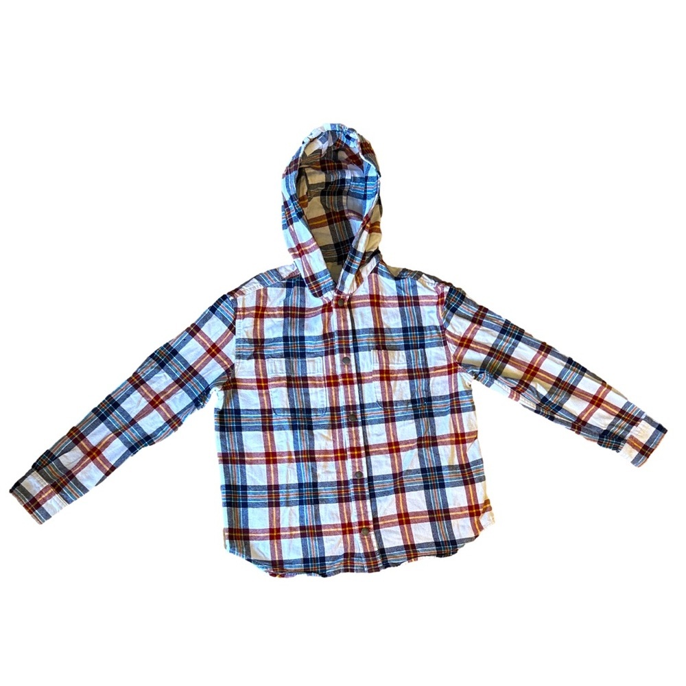Gap Kids Hooded Plaid Shirt XL